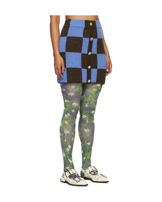 Stine Goya Blue Check Pattern Skirt