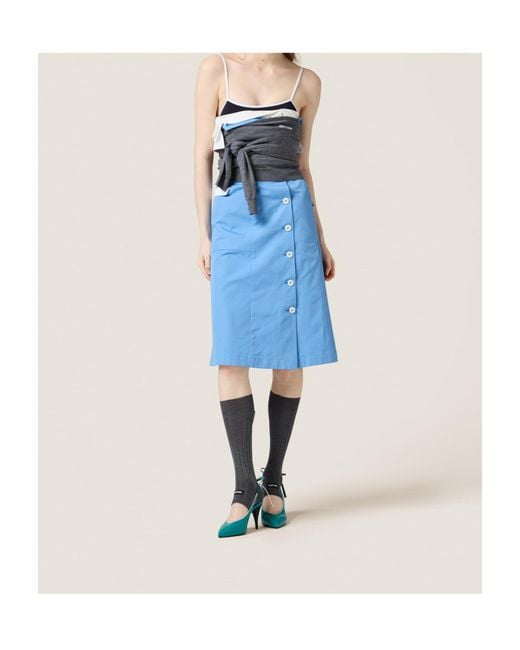 Miu Miu Blue Sleeveless Poplin Dress