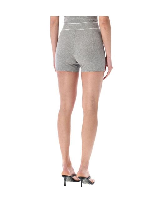 MARINE SERRE Gray Light Ribbed Jersey Drawstring-Waist Mini Shorts