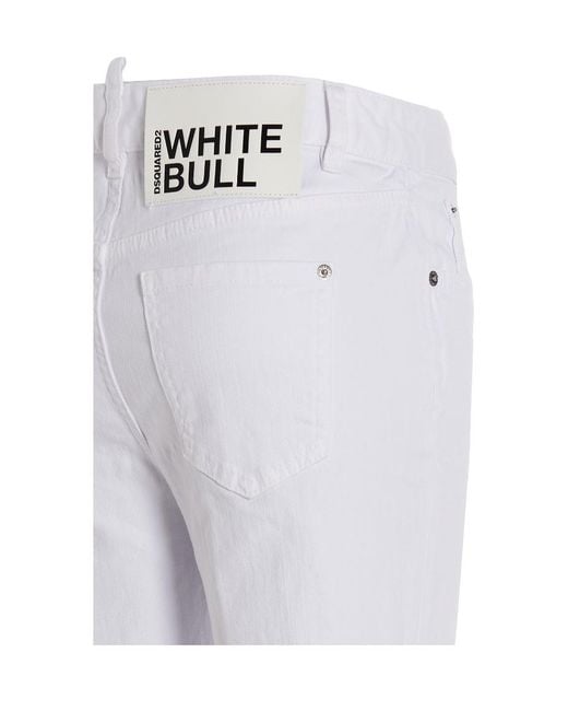 DSquared² White 'Super Flared Cropped' Jeans