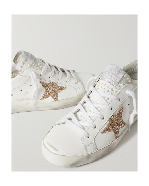 Golden Goose Deluxe Brand White Super-Star Embellished Imitation Casual Sneakers