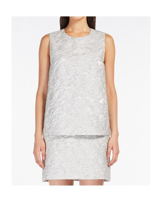 Max Mara White Jacquard Crew-Neck Top