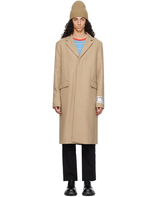 Acne Natural Single-Breasted Wool Blend Coat for men
