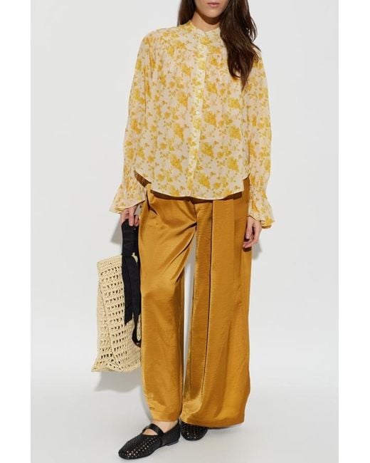AllSaints Yellow Wide-Leg Casual Trousers