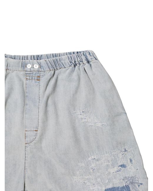 Acne Blue Distressed Shorts for men