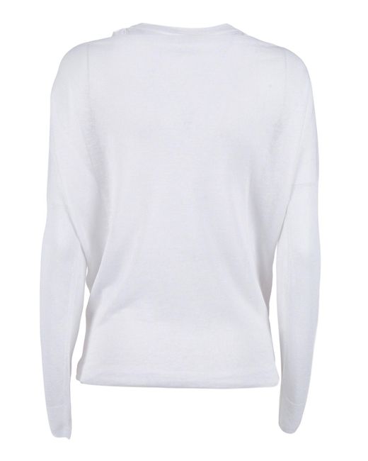 P.A.R.O.S.H. White Cut-Out Long-Sleeve Top