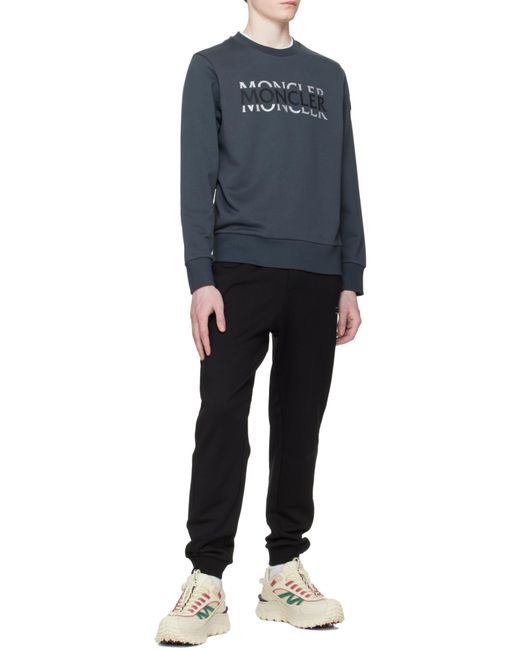 Moncler Black Branded Cotton Sweatshirt for men