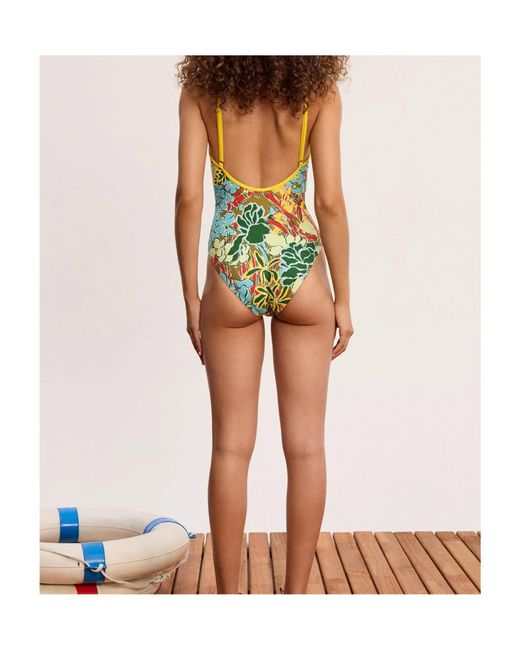 ALÉMAIS Yellow Lace-Up One-Piece Swimsuit