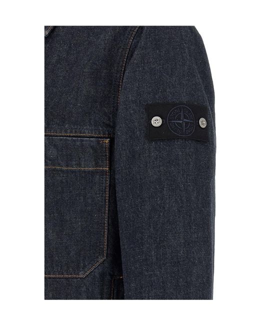 Stone Island Blue Denim Jacket for men