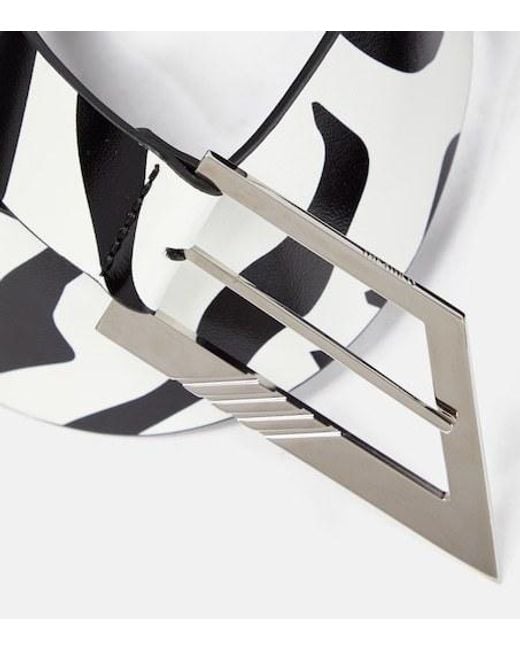 The Attico White Printed Leather Belt
