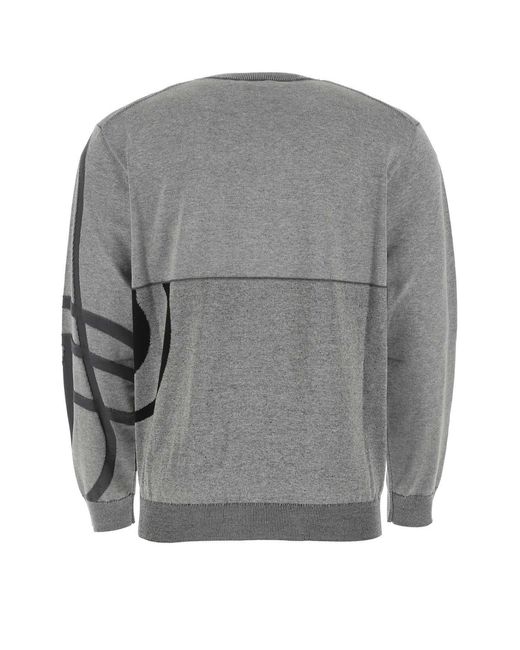 KENZO Gray Tiger Printed Round Neck Sweater for men