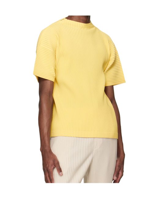 Homme Plissé Issey Miyake Yellow Short-Sleeved T-Shirt for men