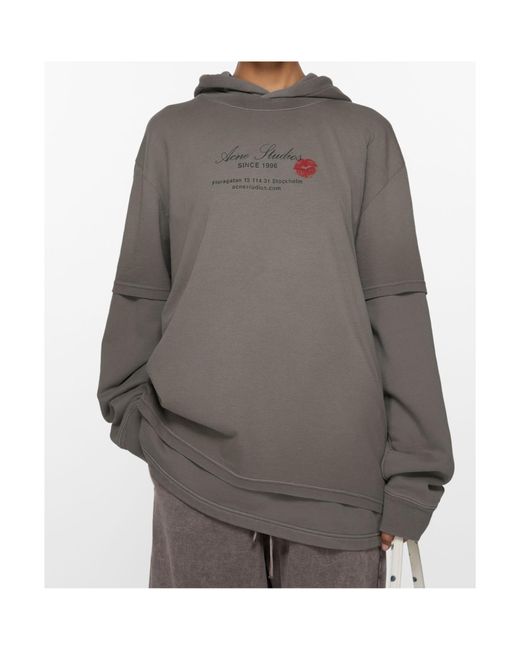 Acne Gray Double-Layered Hoodie