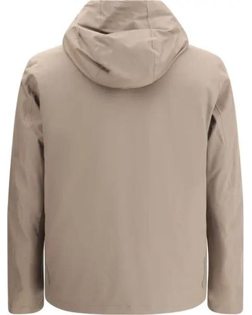 Woolrich Natural Hooded Quilted Jacket for men