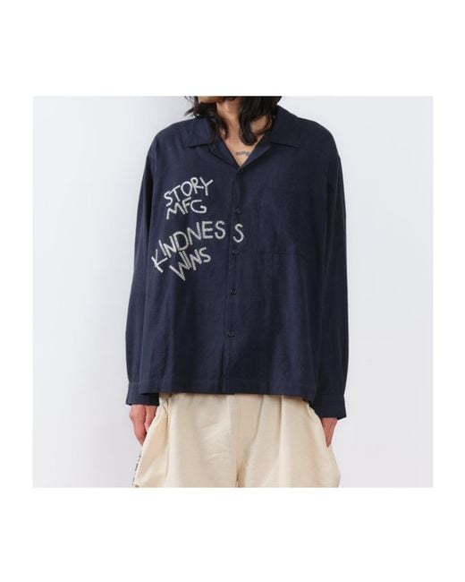 STORY mfg. Blue Greetings Shirt Ls