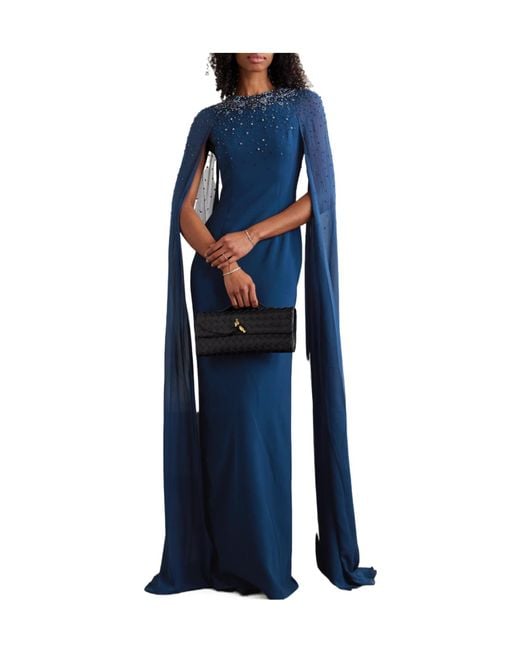 Jenny Packham Blue Silk Chiffon Dress