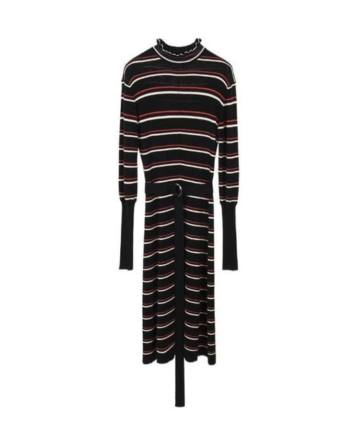 Chloé Black Striped Knitted Wool Dress