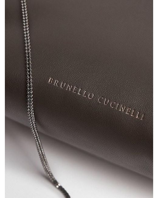 Brunello Cucinelli Brown Shoulder Pouch With Chain Strap