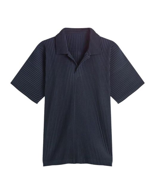 Homme Plissé Issey Miyake Blue Homme Plissé Issey Miyake Pleated Polo Shirt for men