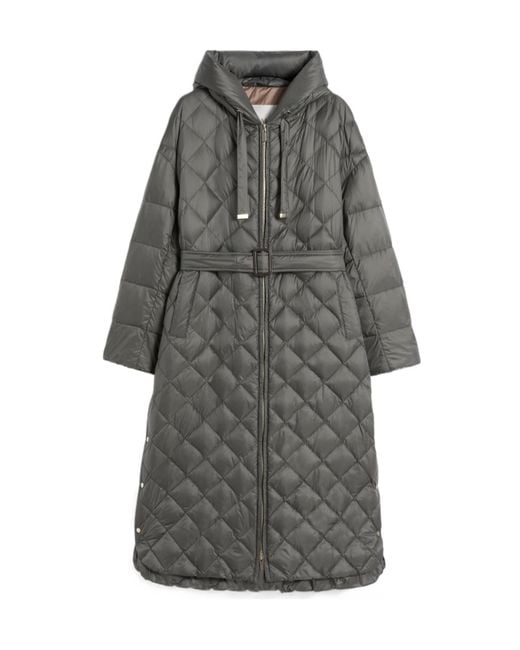 Max Mara Gray Long Quilted Down Jacket