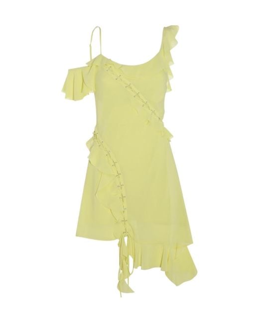 Acne Yellow Distressed Twill Dress