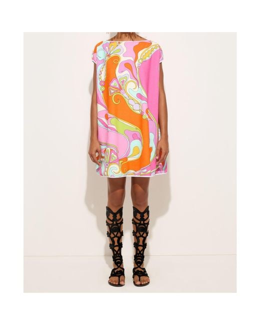 Emilio Pucci Pink Orchidee-Print Cotton Terry Dress