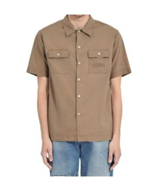 MM6 by Maison Margiela Brown Logo Embroidered Short Sleeved Shirt for men