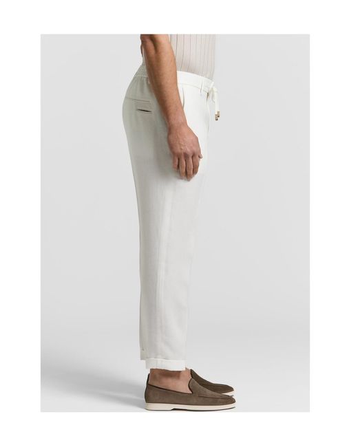 Peserico White Drawstring Tailored Trousers for men