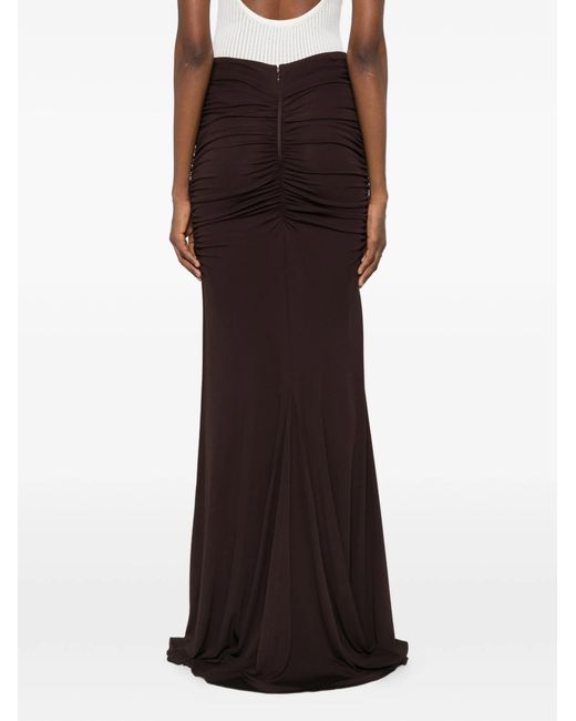 Elisabetta Franchi Brown Pleated Midi Skirt