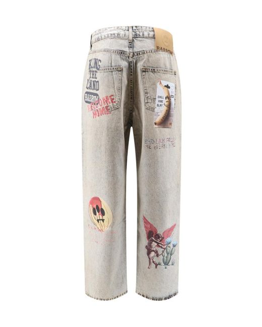 Barrow Gray Graphic Wide-Leg Jeans for men