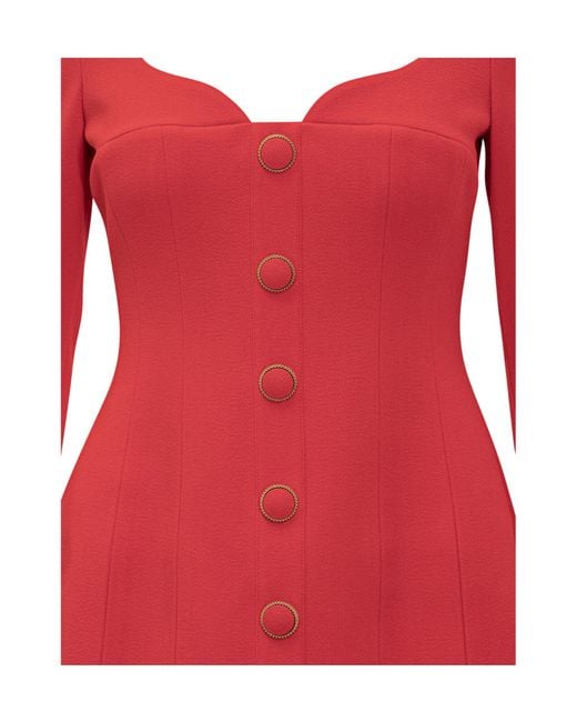 Rebecca Vallance Red Cameron Buttoned Mini Dress