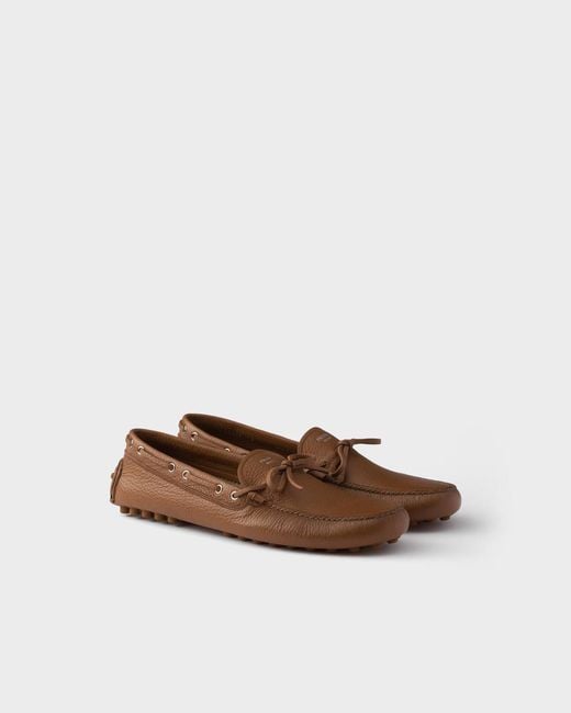 Prada Brown Leather Driving Shoe for men