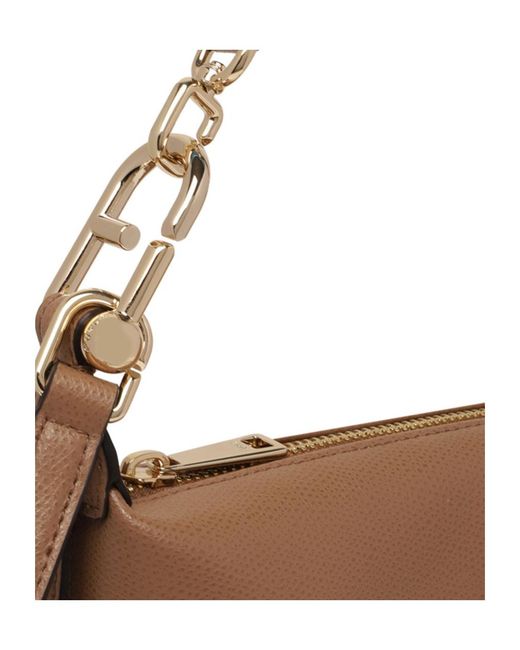 Furla Brown Tonie Zip-Up Small Shoulder Bag