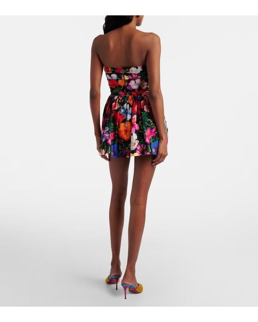 Dolce & Gabbana Red Floral Cotton Minidress