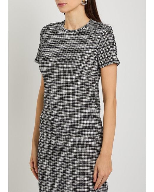 Vince Black Striped Shirred T-Shirt