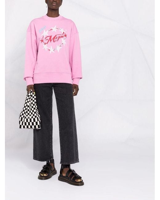 MSGM Pink Logo-Print Sweatshirt