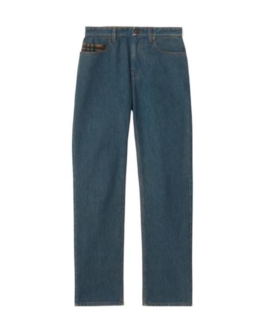 Burberry Blue Mid-Rise Straight Jeans