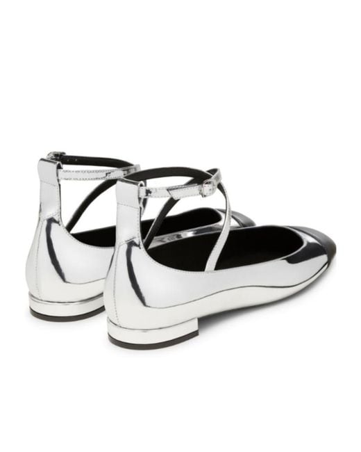 Stuart Weitzman White Leather Ballerina Shoes