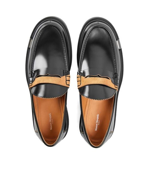 Maison Margiela Black Solid Color Loafers for men