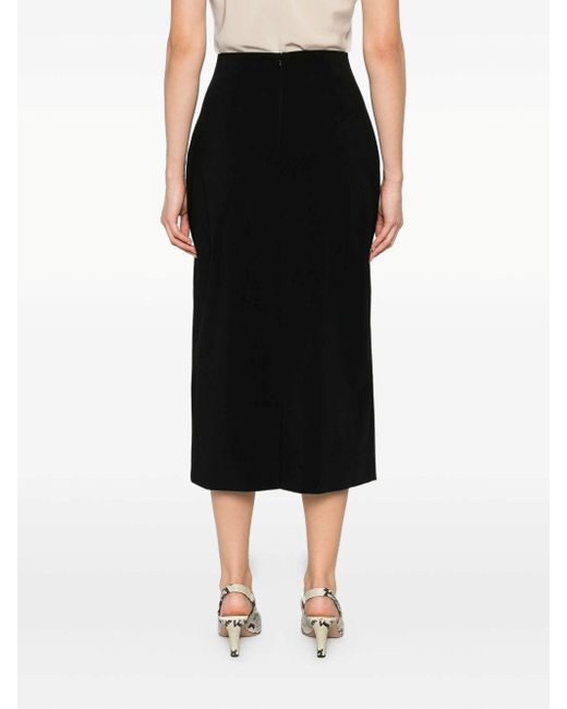 Alberta Ferretti Black Pencil Wool-Blend Skirt