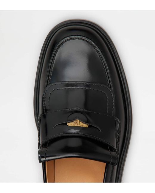 Tod's Black Logo-Plaque Slip-On Loafers