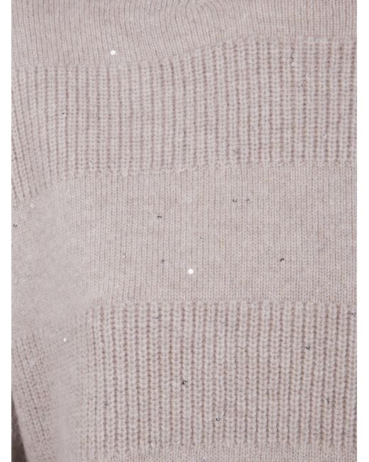 D.exterior Gray Embeliished High Neck Jumper
