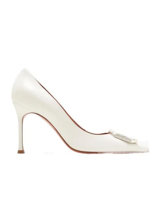 AMINA MUADDI White Camelia Crystal-Embellishment Pumps