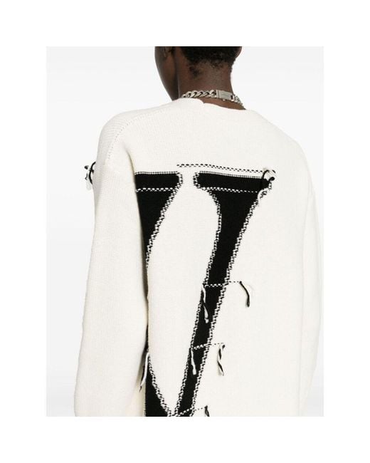Off-White c/o Virgil Abloh Black Logo Detailed V-Neck Cardigan