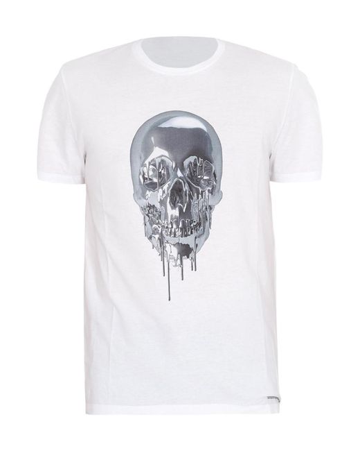 McQueen White T-Shirt With Round Neck And Short Sleeves for men