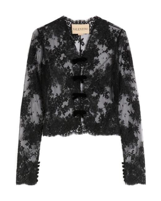 Valentino Black Lace-Panel Top