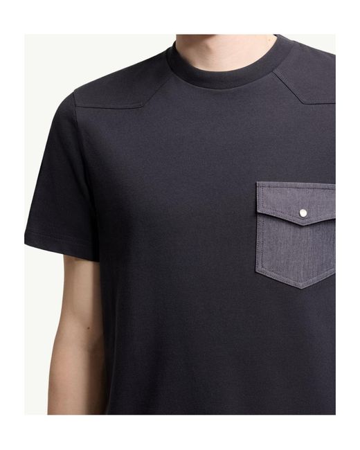 Moncler Black Cotton Jersey T-Shirt With Denim Pocket for men