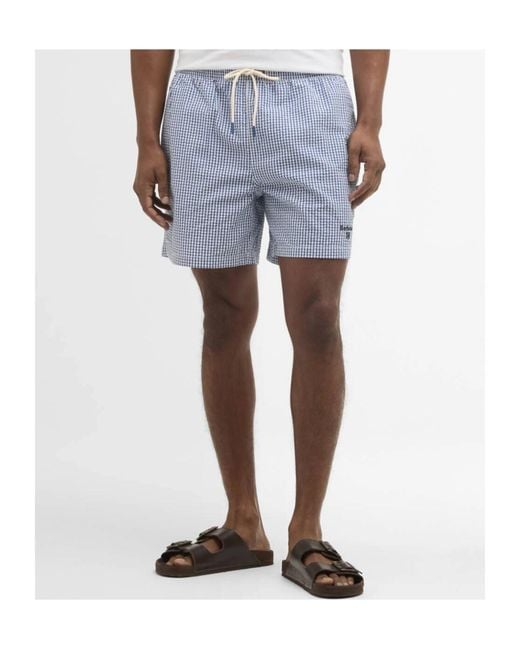 Barbour Blue Gingham Seersucker Swim Short for men