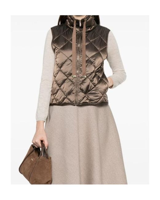 Max Mara Brown Quilted Down Vest