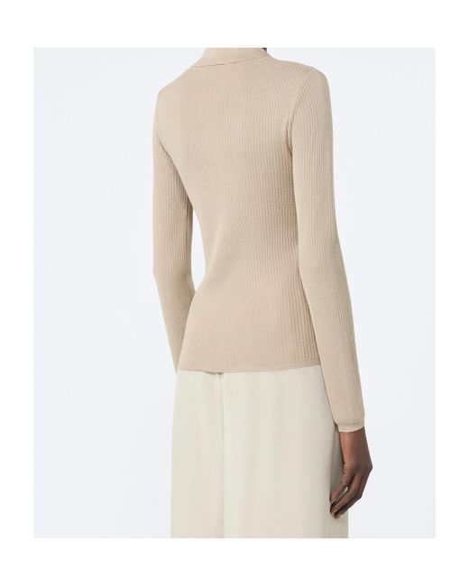 Max Mara Natural Ribbed-Knit Top